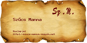 Szűcs Manna névjegykártya